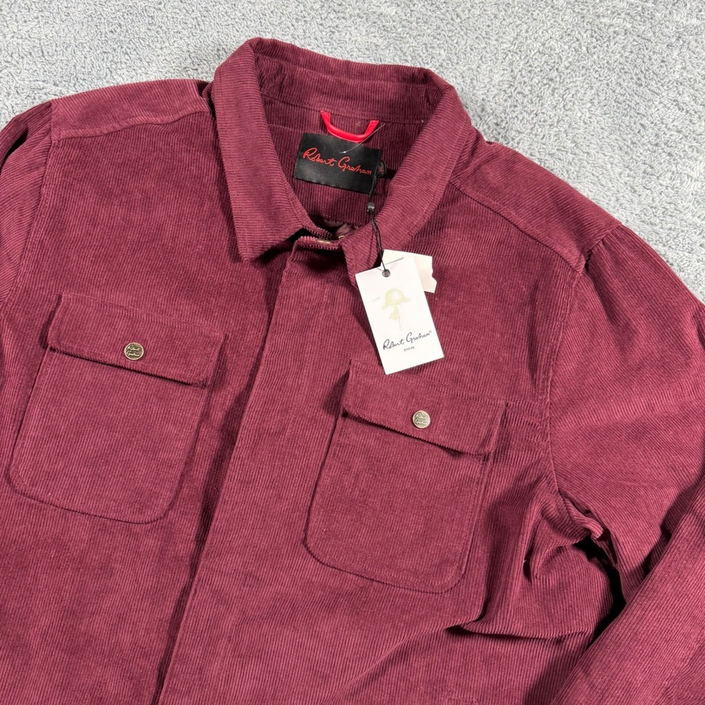 NWT Robert Graham Burgundy Chore Corduroy Quilted Lined Jacket Coat SZ XL - $298